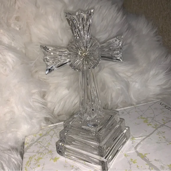 Beautiful Crystal Cross with Ruby Stone Center - Picture 3 of 7